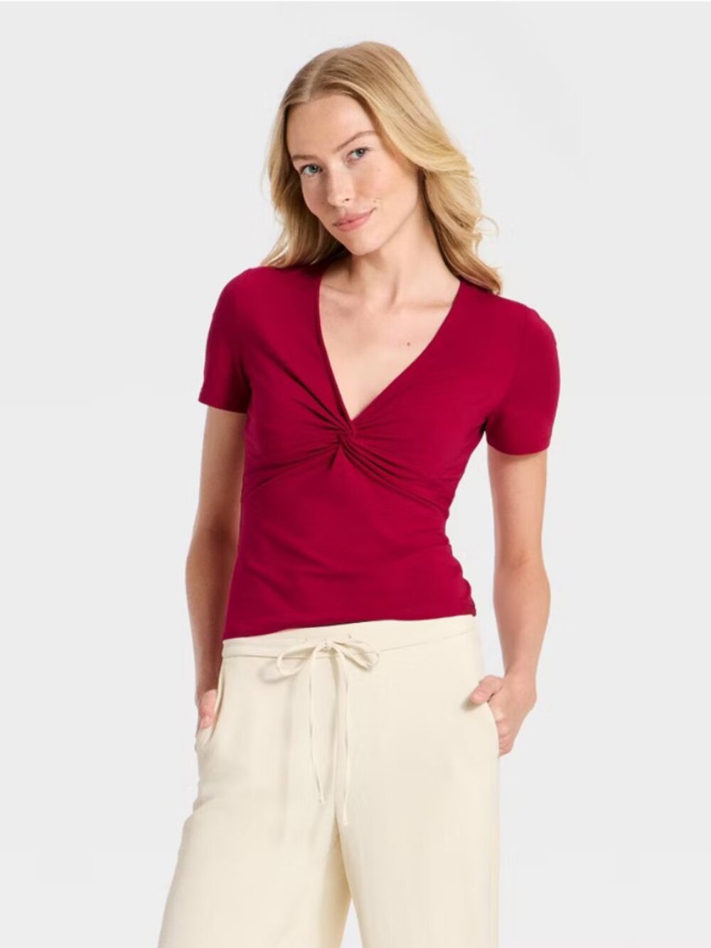 Women's Knotted Top - A New Day Pink M